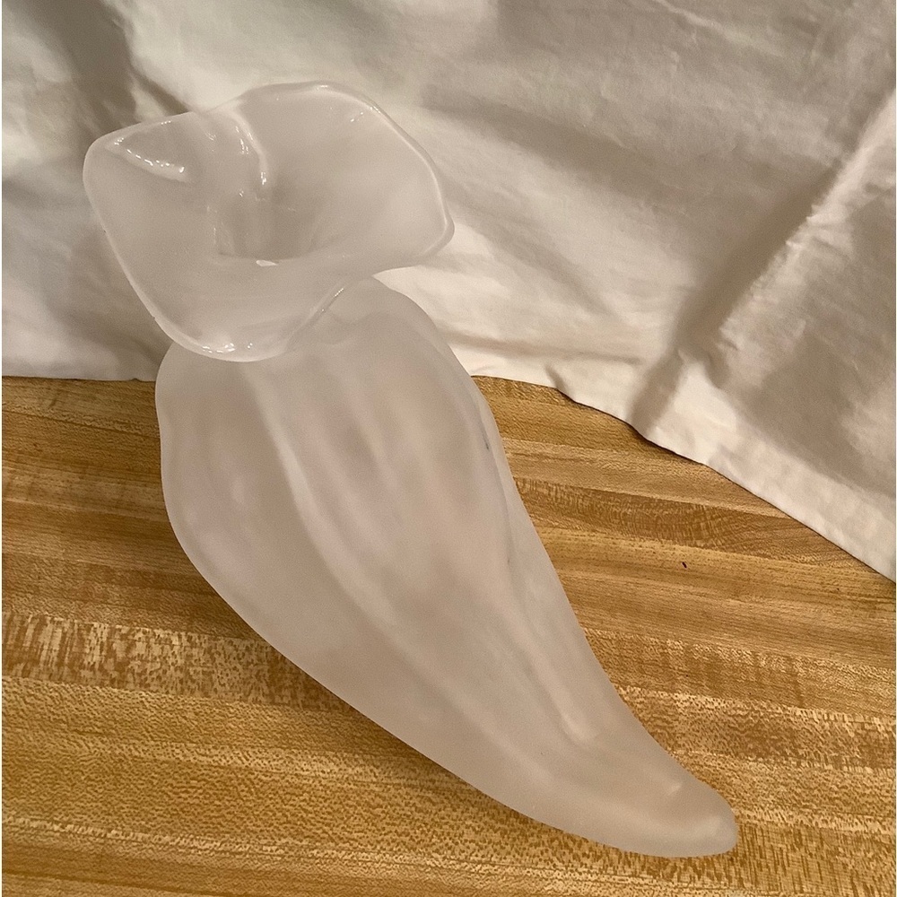 Nikolas Weinstein Signed 1997 Art Glass Pod Matte Clear Olea 9” Vase Scu…​​​